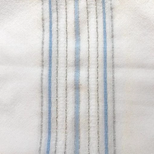 Gabrieli Tablecloths - Classic Design - Baby Blue And Silver On White