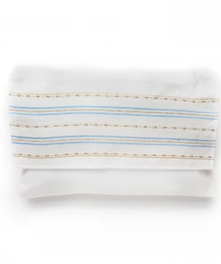 Gabrieli Tallit Elia - Cotton Tallit - Flag Blue And Gold On White