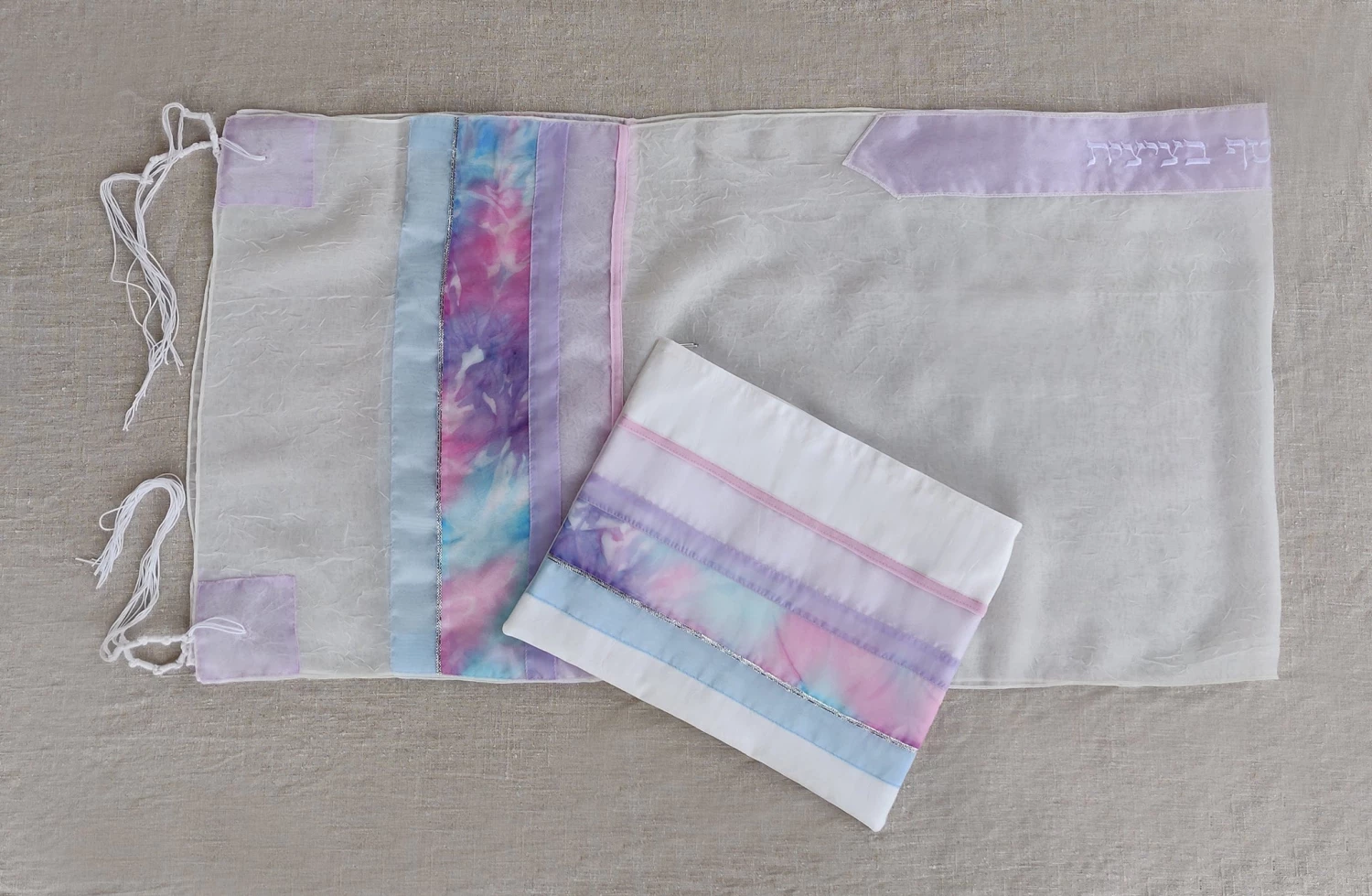 Gabrieli Tallit Lady Gabrieli - Voile Tallit - Pink And Purple 4 Gabrieli Tallit Lady Gabrieli - Voile Tallit - Pink And Purple