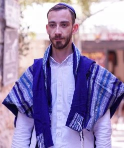 Gabrieli Tallit Gabrieli Tallits Gabrieli Premium - Wool Tallit - Shades Of Blue With Silver On Blue