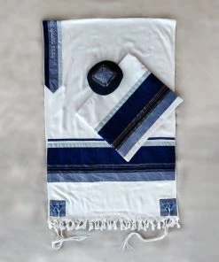 Elegant Gabrieli Tallit - Blue On White Gabrieli Tallits