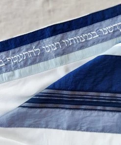 Elegant Gabrieli Tallit - Blue On White Gabrieli Tallits