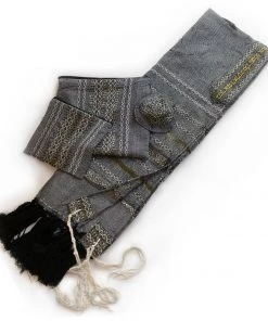 Gabrieli Tallit Gabrieli Premium - Wool Tallit - Gold & Silver On Gray