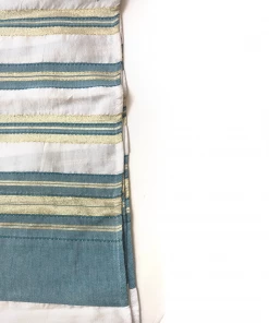 Gabrieli Tallit Tal - Silk Tallit - Turquoise With Gold On White Gabrieli Tallits