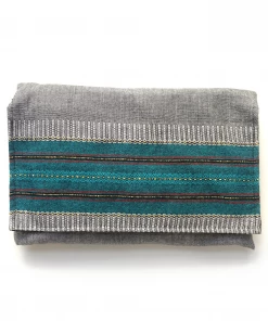 Gabrieli Tallit Elia - Cotton Tallit - Turquoise With Gold On Grey