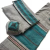 Gabrieli Tallit Elia - Cotton Tallit - Turquoise With Gold On Grey