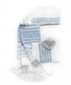 Gabrieli Tallit Samuel - Wool Tallit -Baby Blue With Gold