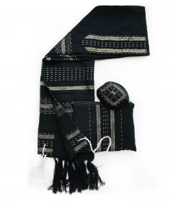Gabrieli Tallit Gabrieli Tallits Elia - Wool Tallit - Gold And Silver On Black