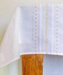 Gabrieli Home & Special Occasions Tablecloths - Classic Design - Silver And Gold On White