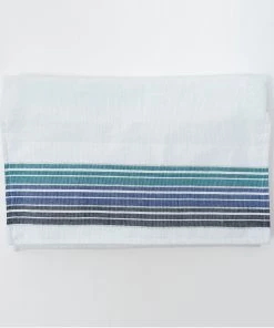 Gabrieli Tallit Ella - Cotton Tallit - Turquoise, Blue And Navy Stripes With Silver On White Gabrieli Tallits