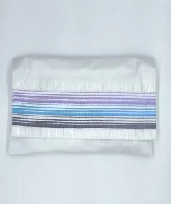 Gabrieli Tallit Ella - Silk Tallit - Pastel Purple And Blues With Silver On White