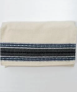 Gabrieli Tallit Gabrieli Tallits Adam - Cotton Tallit - Blues And Silver On Off-White