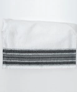 Gabrieli Tallit Adam - Silk Tallit - Greys And Silver On White Gabrieli Tallits