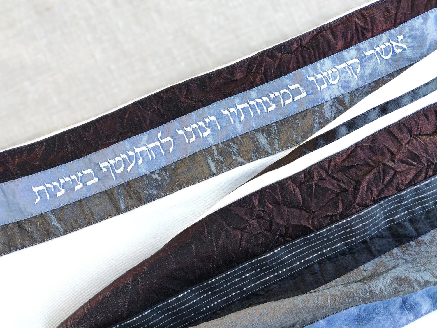 Elegant Gabrieli Tallit - Rust Brown On White Gabrieli Tallits 4 Elegant Gabrieli Tallit - Rust Brown On White Gabrieli Tallits