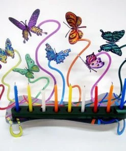 D. Gerstein Art & Judaica Butterflies Menorah By Gerstein