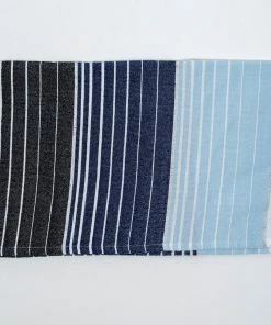 Gabrieli Tallit Ella - Cotton Tallit - Blue And Black Stripes With Silver On White