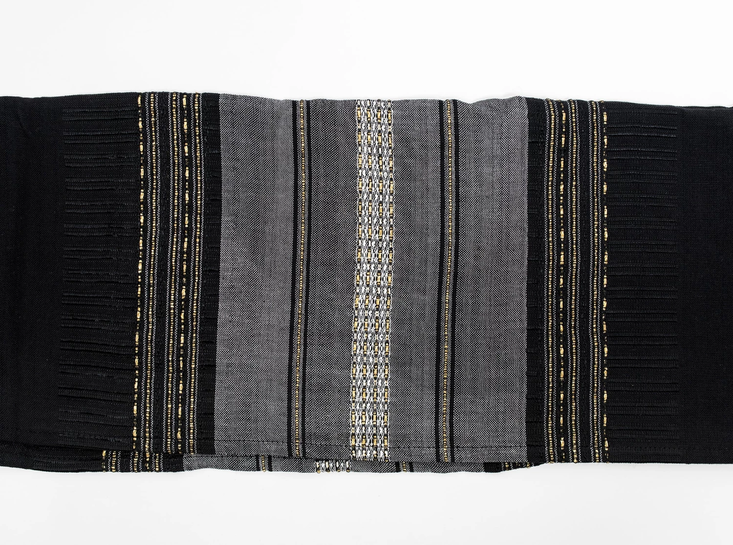 Gabrieli Tallit Elia - Silk Tallit - Gray With Gold On Black 5 Gabrieli Tallit Elia - Silk Tallit - Gray With Gold On Black