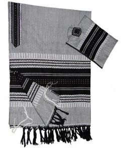 Gabrieli Tallit Elia - Wool Tallit - Black On Gray With Silver 11 Gabrieli Tallit Elia - Wool Tallit - Black On Gray With Silver