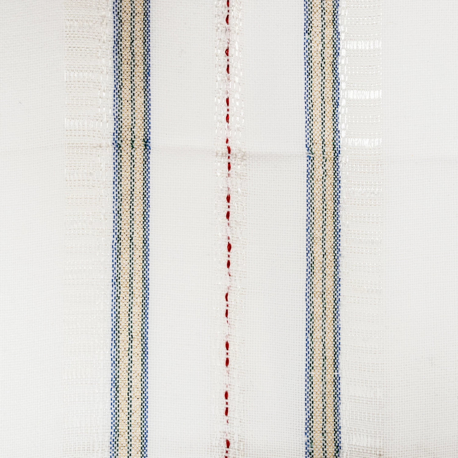 Tablecloths - Gabrieli Design - Blue, Dark Green, Gold And Red On White 3 Tablecloths - Gabrieli Design - Blue, Dark Green, Gold And Red On White