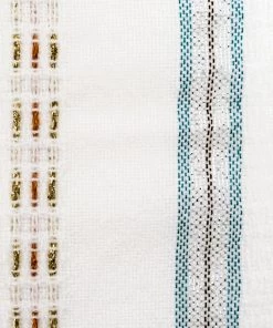 Tablecloths - Gabrieli Design - Turquoise, Orange, Black, Silver And Gold On White Home & Special Occasions