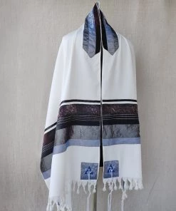 Elegant Gabrieli Tallit - Rust Brown On White Gabrieli Tallits 8 Elegant Gabrieli Tallit - Rust Brown On White Gabrieli Tallits