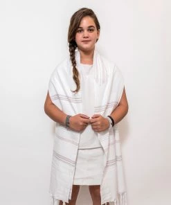 Gabrieli Tallit Elia - Silk Tallit - Pink And Silver On White Gabrieli Tallits