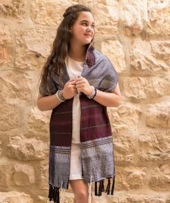 Gabrieli Tallit Elia - Silk Tallit- Bordeaux And Gold On Gray Gabrieli Tallits