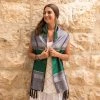 Gabrieli Tallit Elia - Silk Tallit- Green And Gold On Gray Gabrieli Tallits