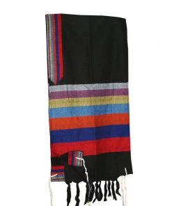 Gabrieli Tallit Esther - Wool Tallit - Rainbow Stripes On Black