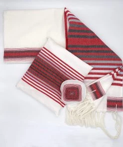 Gabrieli Tallit Ron - Wool Tallit - Red And Black Stripes Gabrieli Tallits