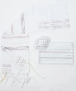 Gabrieli Tallit Elia - Silk Tallit - Pink And Silver On White Gabrieli Tallits