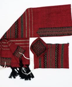 Gabrieli Tallit Gabrieli Tallits Hagar - Wool Tallit - Black And Gold Design On Red