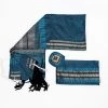 Gabrieli Tallit Elia - Silk Tallit - Gray With Gold On Blue