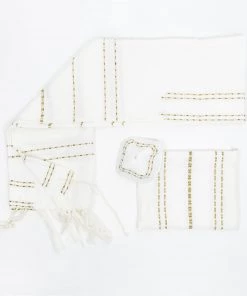 Gabrieli Tallit Perach - Wool Tallit - Gold Stripes
