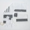 Gabrieli Tallit Adam - Silk Tallit - Greys And Silver On White Gabrieli Tallits