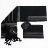 Gabrieli Tallit Elia - Cotton Tallit - Silver On Black