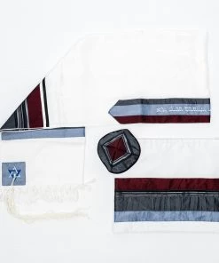 Gabrieli Tallits Elegant Gabrieli Tallit - Bordeaux On White