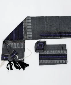 Gabrieli Tallit Elia - Silk Tallit- Purple And Gold On Gray Gabrieli Tallits