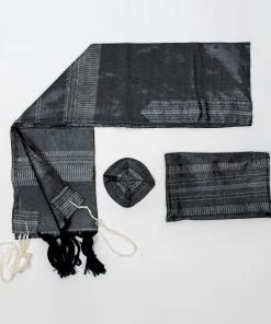 Gabrieli Tallit Gabrieli Tallits Elia - Silk Tallit - Silver On Gray