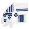 Gabrieli Tallit Gabrieli Tallits David - Wool Tallit - Wide Blue Stripes With Silver