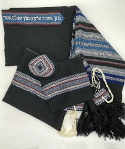 Gabrieli Tallit Gabrieli Tallits Gabrieli Premium - Wool Tallit - Multi Color With Silver On Black