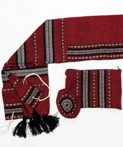 Gabrieli Tallit Ruth - Wool Tallit - Black And Gray With Gold On Red Gabrieli Tallits