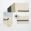 Gabrieli Tallit Emanuel - Cotton Tallit - Blue And Green Wide Stripes On Off-White Gabrieli Tallits