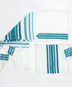 Gabrieli Tallit Samuel - Wool Tallit - Turquoise And Silver