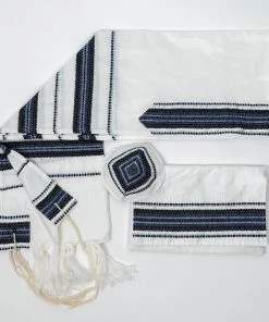 Gabrieli Tallit Gabrieli Tallits Ruth - Silk Tallit - Blue And Black With Silver On White