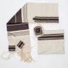 Gabrieli Tallit Gabrieli Tallits Elia - Cotton Tallit - Bordeaux With Gold On Off-White