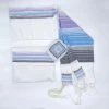 Gabrieli Tallit Ella - Silk Tallit - Pastel Purple And Blues With Silver On White