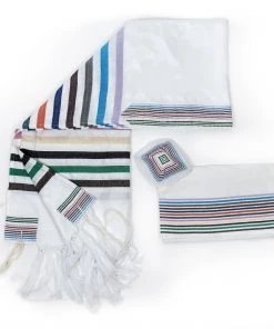 Gabrieli Tallit Josef - Silk Tallit - 12 Stripes On White 8 Gabrieli Tallit Josef - Silk Tallit - 12 Stripes On White