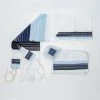 Gabrieli Tallit Ella - Cotton Tallit - Blue And Black Stripes With Silver On White