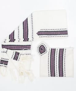 Gabrieli Tallit Ruth - Wool Tallit - Purple And Black With Silver
